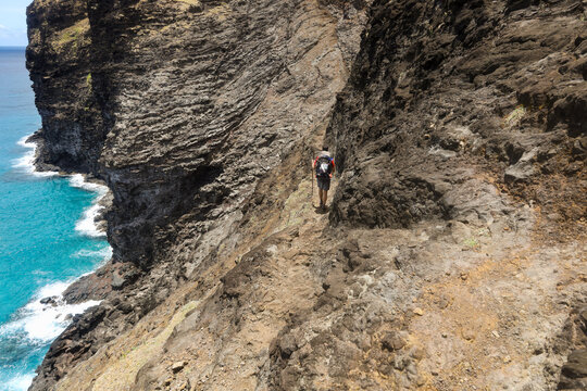 backpacking on tropical trail
