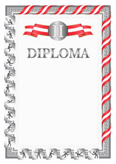 Vertical diploma for second place with Austria flag