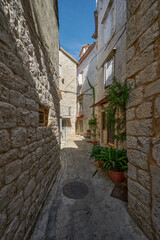 Fototapeta na wymiar Beautiful city of Trogir, Croatia, narrow streets of the old town 