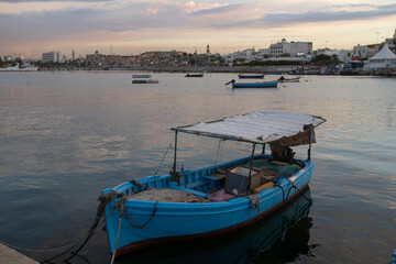 Sea port in cloudy weather, Tripoli, Libya