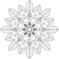 Easy Mandala coloring book simple and basic for beginners, seniors and children. Set of Mehndi flower pattern for Henna drawing and tattoo. Decoration in ethnic oriental, Indian style.