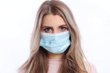 Woman with face mask isolated