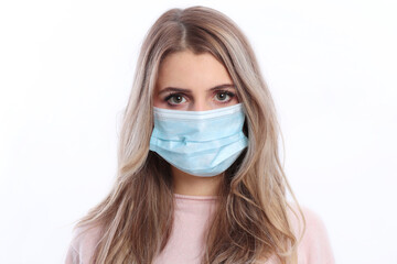 Woman with face mask isolated