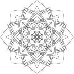 Easy Mandala coloring book simple and basic for beginners, seniors and children. Set of Mehndi flower pattern for Henna drawing and tattoo. Decoration in ethnic oriental, Indian style.