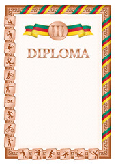 Vertical diploma for third place with Cameroon flag