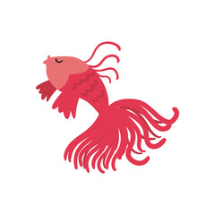 cute dancing fish on white background