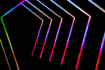 Multicolored Geometric Walkway Made of Neon Lights