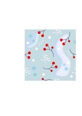 Holly berries seamless delicate New Year pattern. Design for textiles, napkins, wall hangings, wrapping paper.