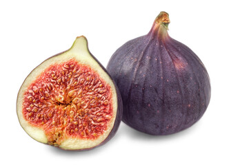 Whole and half figs isolated