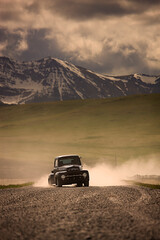 Old truck on mountain road
