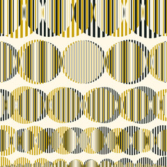 Abstract seamless pattern. Optical art illustration. Modern ornament. Circles motif. Contemporary wallpaper. Circular forms background. Circle shapes backdrop. Digital paper, textile print. Vector.