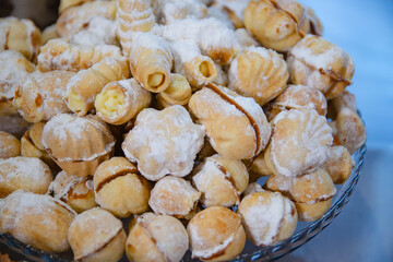 
Christmas holiday homemade cookies in a glass plate