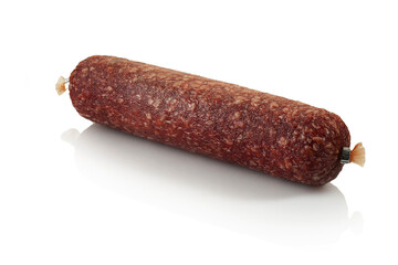 Smoked sausage on a white background