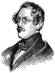 Portrait of Count Anton Alexander von Auersperg (Anastasius Grun) - an Austrian poet and liberal politician. Illustration of the 19th century. White background.