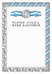 Vertical diploma for second place with Guatemala flag