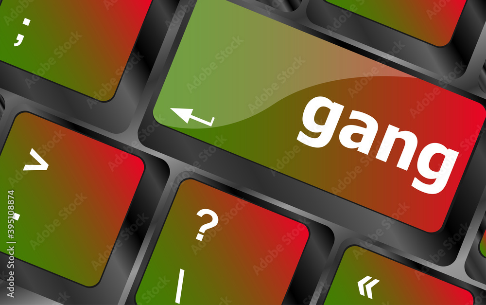 Poster gang button on computer pc keyboard key