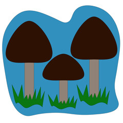 white mushroom, fly agaric vector graphics illustrator, white mushroom, fly agaric, autumn, green grass, autumn, mushroom season, collect mushrooms carefully, white mushroom edible, fly agaric, vector