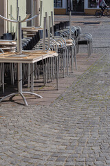lockdown at empty restaurant cafe