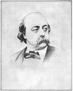 Portrait of Gustave Flaubert - a French novelist. Illustration of the 19th century. White background.