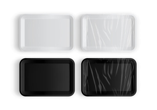Black Styrofoam Trays on White Background Stock Photo by ©yothinpi