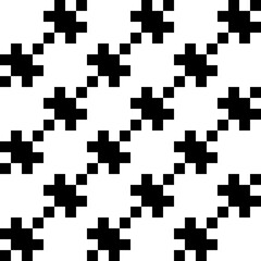 Figures, squares ornament. Seamless pattern. Folk wallpaper. Checks, shapes ornate. Embroidery background. Tribal motif. Ethnic mosaic. Digital paper, textile print, abstract illustration. Vector art.