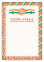 Vertical diploma for third place with Ivory Coast flag