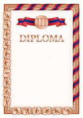Vertical diploma for third place with Laos flag