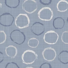 Tafelkleed Naadloze Franse boerderij gestippelde linnen patroon. Provence blauw wit geweven textuur. Shabby chique stijl decoratieve cirkel dot stof achtergrond. Textiel rustiek all-over print © Limolida Studio