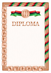 Fototapeta premium Vertical diploma for third place with Libya flag
