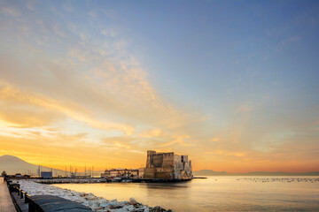 Naples, Castel dell'Ovo view, at sunset