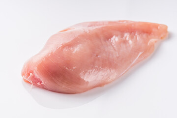 raw chicken fillet on a white acrylic background