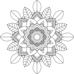 Easy Mandala coloring book simple and basic for beginners, seniors and children. Set of Mehndi flower pattern for Henna drawing and tattoo. Decoration in ethnic oriental, Indian style.