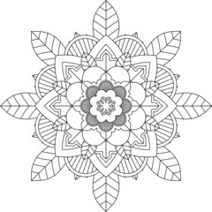 Easy Mandala coloring book simple and basic for beginners, seniors and children. Set of Mehndi flower pattern for Henna drawing and tattoo. Decoration in ethnic oriental, Indian style.