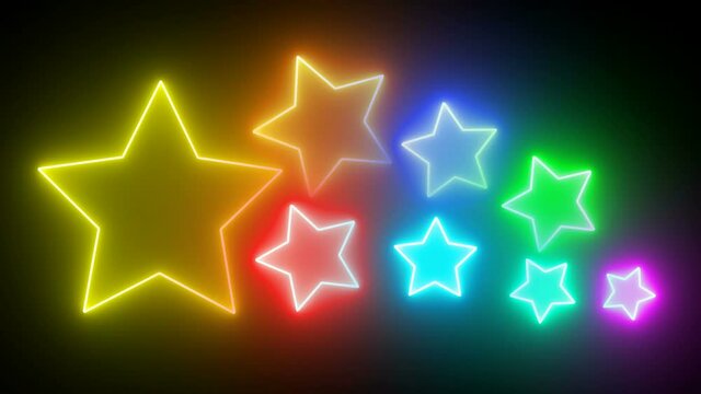 Luci neon Stelle colorate. Atmosfera natalizia.