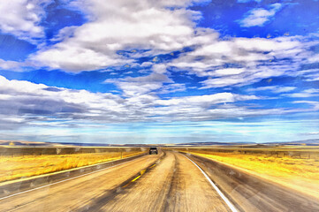 Wyoming Highway colorful painting looks like picture