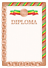 Vertical diploma for third place with Mali flag