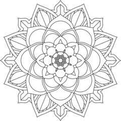 Easy Mandala coloring book simple and basic for beginners, seniors and children. Set of Mehndi flower pattern for Henna drawing and tattoo. Decoration in ethnic oriental, Indian style.
