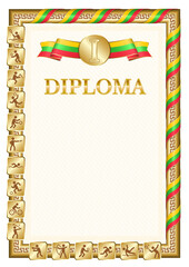 Vertical diploma for first place with Myanmar flag