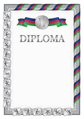 Vertical diploma for second place with Namibia flag
