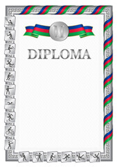Fototapeta premium Vertical diploma for second place with Namibia flag