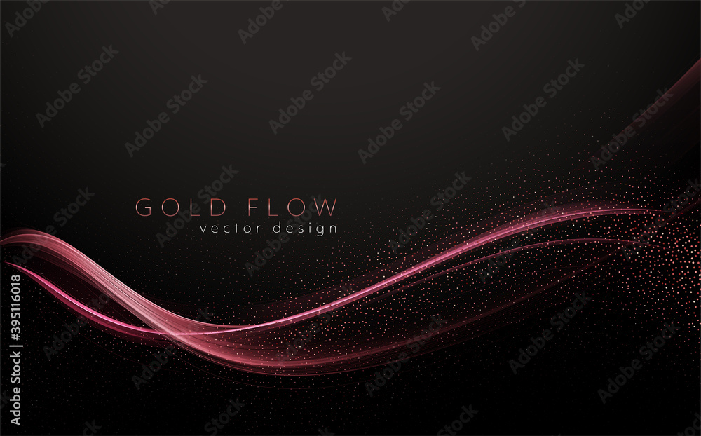 Poster Abstract shiny color gold wave design element