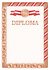 Fototapeta premium Vertical diploma for third place with Peru flag