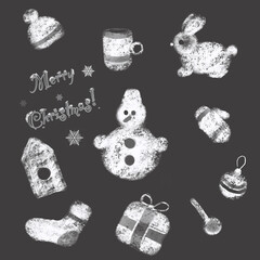 set of Christmas elements. Digital illustration.