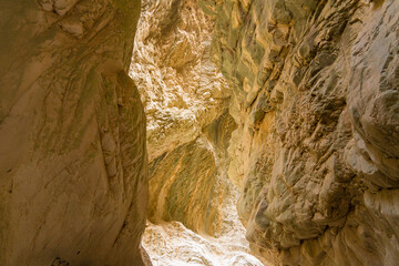 Canyon Saklikent inside view in Turkey. Colorful natural landscape