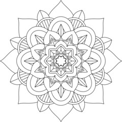 Easy Mandala coloring book simple and basic for beginners, seniors and children. Set of Mehndi flower pattern for Henna drawing and tattoo. Decoration in ethnic oriental, Indian style.