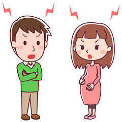 ケンカする男性と妊婦
