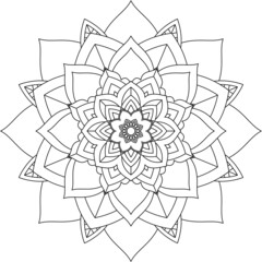 Easy Mandala coloring book simple and basic for beginners, seniors and children. Set of Mehndi flower pattern for Henna drawing and tattoo. Decoration in ethnic oriental, Indian style.