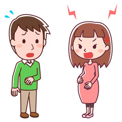 怒る妊婦と困惑する男性