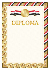 Vertical diploma for first place with Yemen flag