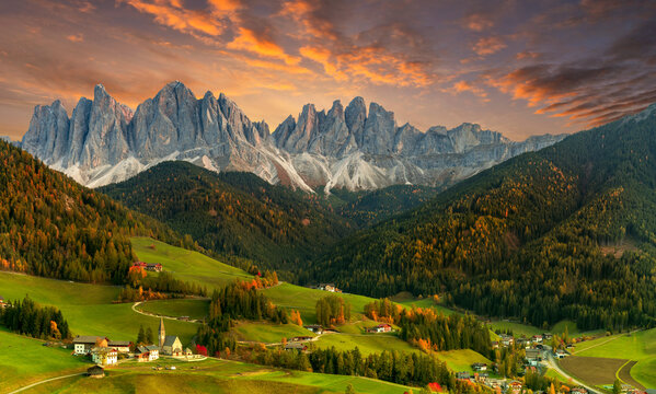 Beautiful landscape of Italian dolomites - Santa Maddalena